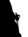 Rock climbing man vector silhouette