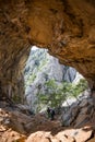 Climbing route in the cave Royalty Free Stock Photo