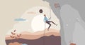 Rock climbing sport activity scene for mountain adventure tiny person concept