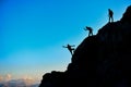 rock climbing, successful crew and cliffs Royalty Free Stock Photo