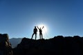 Rock climbing, summit adventure and mountaineering Royalty Free Stock Photo