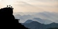 Rock climbing team reaching top Royalty Free Stock Photo