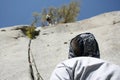 Rock climbing view from below Royalty Free Stock Photo