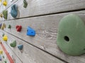Rock climbing wall multicolored hand grips
