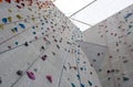 Rock climbing wall with ropes Royalty Free Stock Photo