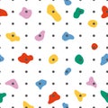 Rock climbing wall seamless pattern. Vector holds for rock climbing on a grey wall in the gym, sport repeat background. Royalty Free Stock Photo