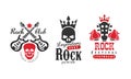 Rock Club Logo Templates Set, Legendary Rock Music Fest Retro Labels Vector Illustration Royalty Free Stock Photo