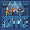 Rock concert guitar and musician, musical instrument vector illustration Royalty Free Stock Photo