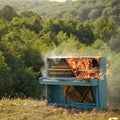 Rock concert, jazz, fireplace, destruction. Royalty Free Stock Photo