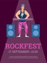 Rock concert, musical festival with performance celebrity musicians music bands.