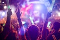 Rock concert party event. Music festival and Lighting stage concept. Youth and Fan club concept. People  and Lifestyle theme. Live Royalty Free Stock Photo