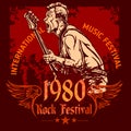 Rock concert poster - 1980s. Vector illustration Royalty Free Stock Photo