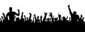 Rock Concert Silhouette. A Crowd Of People At A Party. Cheerful Crowd Silhouette. Party People, Applaud
