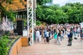 The rock concert was held in Odessa City, Ukraine, an open-air theater called the Green Theater. People on the summer terrace Royalty Free Stock Photo