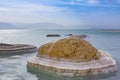 A rock covered in salt deposits at the dead sea, israel.