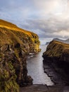 Rock crevice near the village of Gjogv on the Faroe Island of Eysturoy