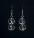 Rock crystal sfere earrings from antique lamps black Royalty Free Stock Photo