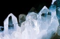 Rock crystals quartz cluster black background