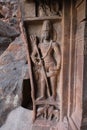 Rock-cut Sculpted Figures of Shiva Guardian with Bull Elephant Cave-1 Badami Cave Temples, Badami, Bagalkot, Karnataka, India