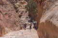 800 rock-cut steps to impressive Ad-Deir Monastery in Petra, Jordan. Travel photo