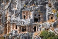 Rock-cut tombs in the ancient city of Myra, Turkey Royalty Free Stock Photo