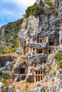 Rock-cut tombs in the ancient city of Myra, Turkey Royalty Free Stock Photo