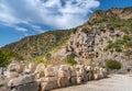 Rock-cut tombs in the ancient city of Myra, Turkey Royalty Free Stock Photo