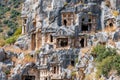 Rock-cut tombs in the ancient city of Myra, Turkey Royalty Free Stock Photo