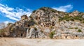 Rock-cut tombs in the ancient city of Myra, Turkey Royalty Free Stock Photo