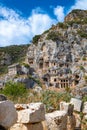 Rock-cut tombs in the ancient city of Myra, Turkey Royalty Free Stock Photo