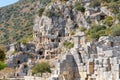 Rock-cut tombs and ancient theater in Myra. Demre, Turkey