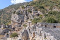 Rock-cut tombs and ancient theater in Myra. Demre, Turkey