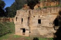 Rock-cut tombs in the Etruscan necropolis of Populonia, Italy