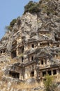 Rock-cut tombs in Myra, Demre, Turkey, Scene 1 Royalty Free Stock Photo