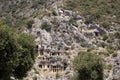 Rock-cut tombs in Myra, Demre, Turkey, Scene 2 Royalty Free Stock Photo