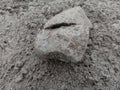 rock dug out of mountain sand Royalty Free Stock Photo