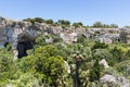 Rock dwellings at Archaeological Park Neapolis at Syracusa, Sicily Royalty Free Stock Photo