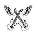 Rock Electric Guitars Wings Vector Illustration