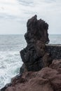 Rock end of Ponta do Sol pier bridge in Madeira Royalty Free Stock Photo