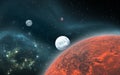 Rock Exoplanets or Extrasolar planets with planetary nebula. Royalty Free Stock Photo