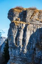 Rock Face and Karst Formations on Lessinia Plateau - Verona Veneto Italy Royalty Free Stock Photo