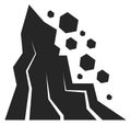 Rock fall black icon. Mountain danger hazard Royalty Free Stock Photo