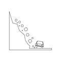 rock fall car icon. Element of Desister for mobile concept and web apps icon. Outline, thin line icon for website design and Royalty Free Stock Photo
