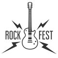 Rock fest badge/Label with electric guitar Royalty Free Stock Photo