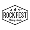 Rock fest badge/Label with skull. Heavy metal hardcore music festival