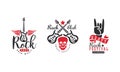 Rock Fest Music Festival Logo Templates Set, Heavy Rock Club Retro Badges Vector Illustration Royalty Free Stock Photo