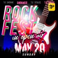 Rock fest in open air! Rock festival flyer, banner or poster Royalty Free Stock Photo