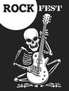 Skeleton Plays Guitar Rock Festival Poster. Vector illustration Royalty Free Stock Photo