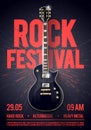 Vector illustration rock festival concert party flyer or posterdesign template with guitar, place for text and cool effects in the Royalty Free Stock Photo