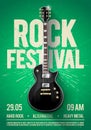 Vector illustration rock festival concert party flyer or posterdesign template with guitar, place for text and cool effects in the Royalty Free Stock Photo